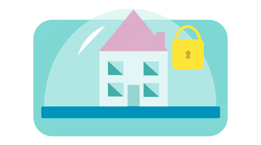 Illustration of a house and a padlock