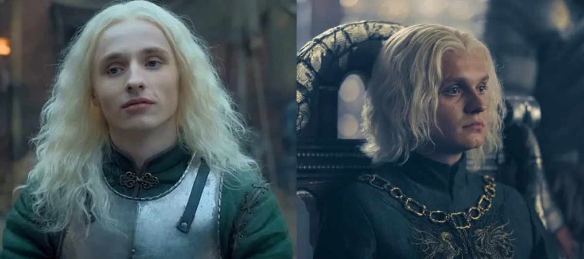 Ty Tennant as young Aegon and Tom Glynn-Carney as adult Aegon