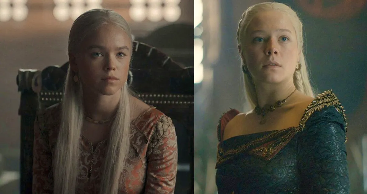 Milly Alcock as young Rhaenyra and Emma D'Arcy as adult Rhaenyra