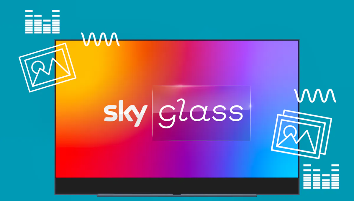 Sky Glass Gen 2 with icons around it signifying improved quality.