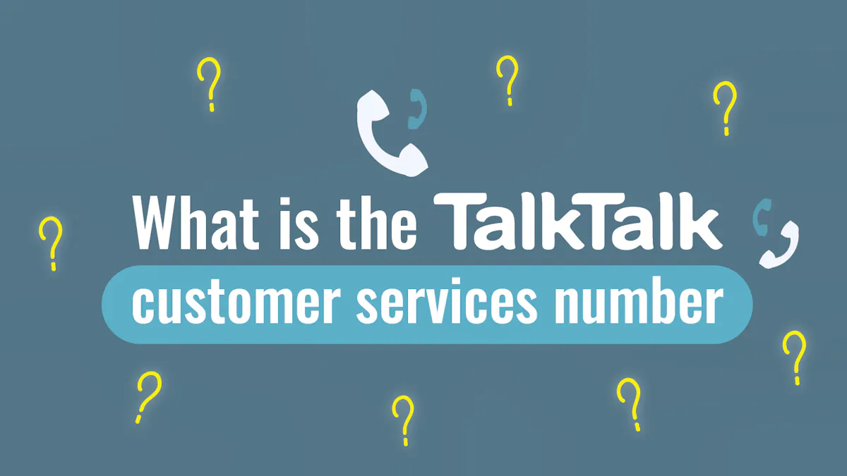 Illustrated phones and question marks, and text reading 'What is the TalkTalk customer services number?'