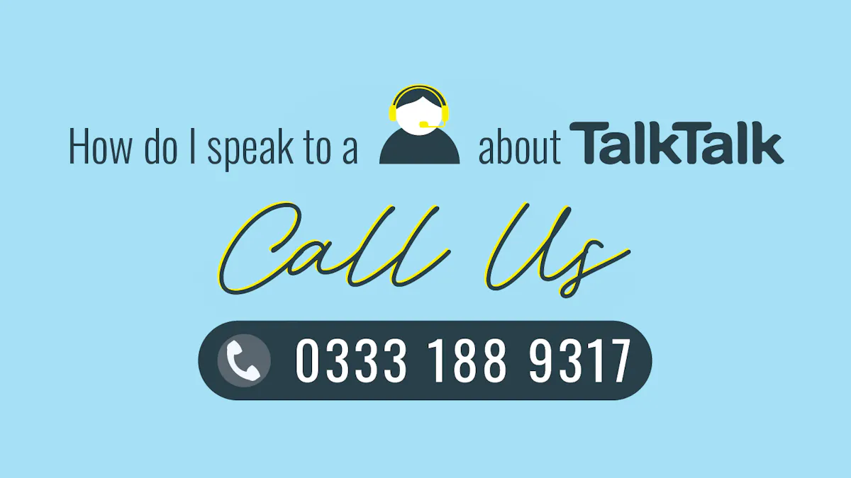 Text reading 'How do I speak to a person about TalkTalk?', with the number 0333 188 9317 and an illustrated call centre agent.