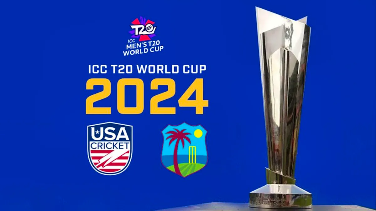 A poster for the 2024 cricket T20 World Cup.