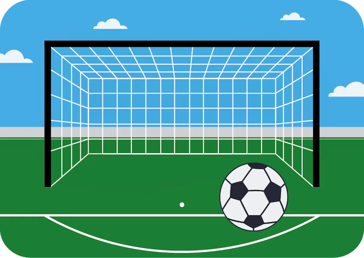 A football heading towards a goal.