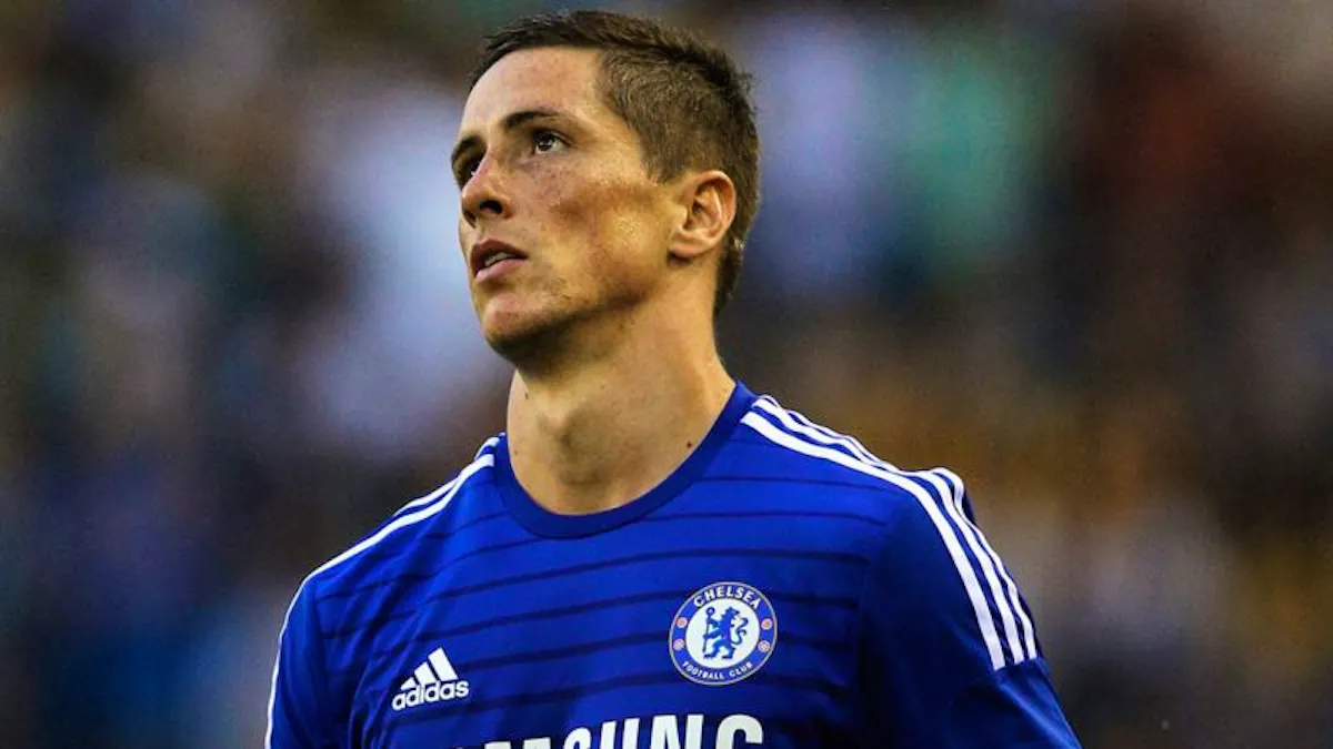 Fernando Torres for Chelsea, looking dejected.