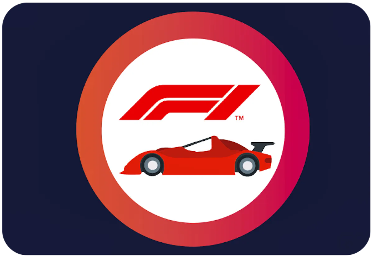 Formula 1 logo with an F1 car.