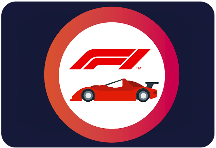 Formula 1 logo with an F1 car.