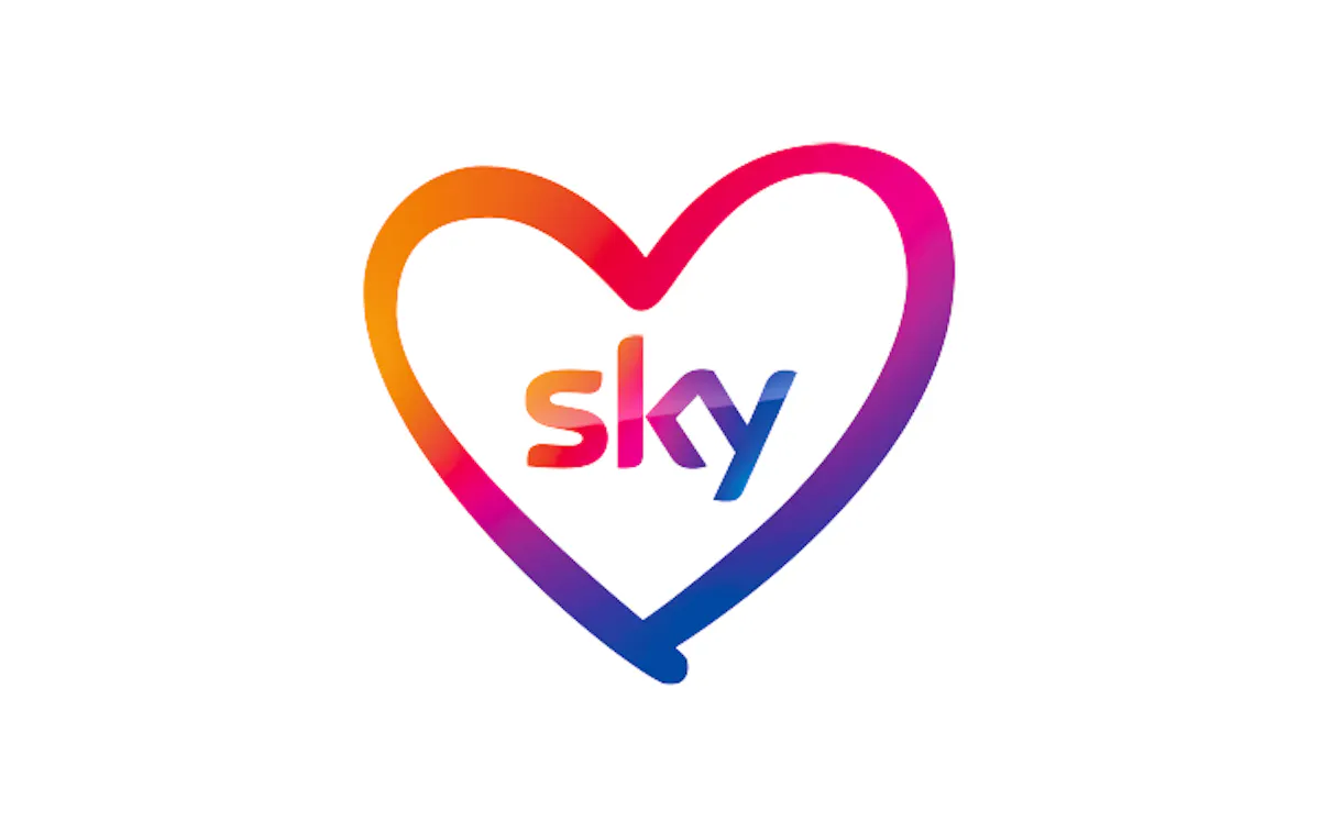 Sky logo in a heart.