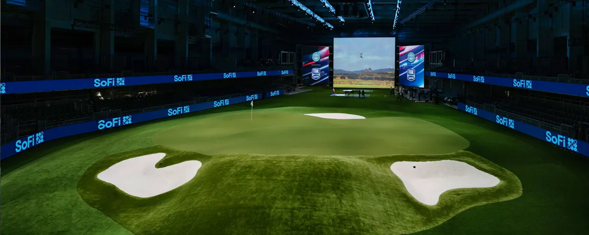 The GreenZone of the SoFi Center with the ScreenZone in the background.